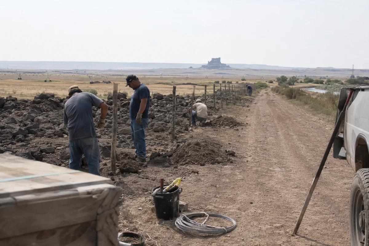 Fence installation on a property in Minidoka, ID